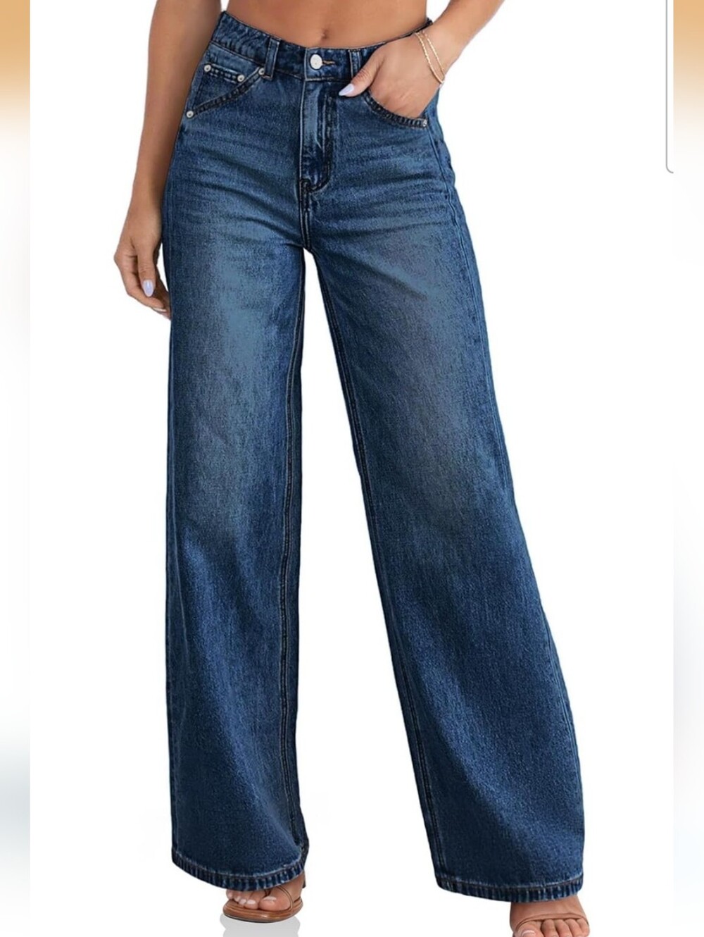 High-Rise Wide Leg Jeans for Women — Dark Blue